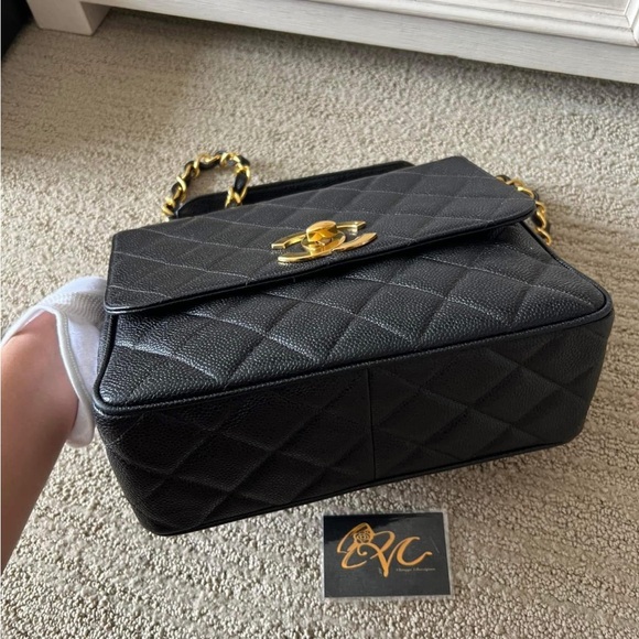 Chanel Black XL Timeless Caviar Square Shoulder Bag with Gold Chain - Picture 4 of 5